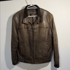 Danier | Men's Dark Brown Lined Leather Bomber Jacket | M